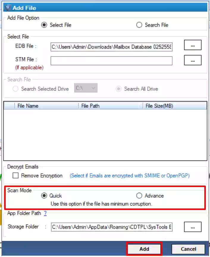 Scan EDB Files